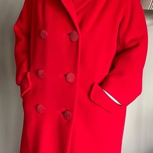 Vintage red fur-lined wool women’s coat